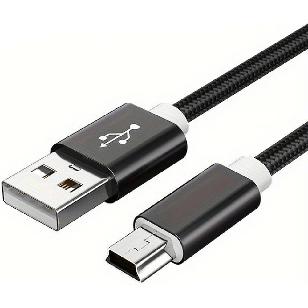 Ladekabel (1 m) Mini-USB auf USB-A - Nylon metal Schwarz - Schwarz