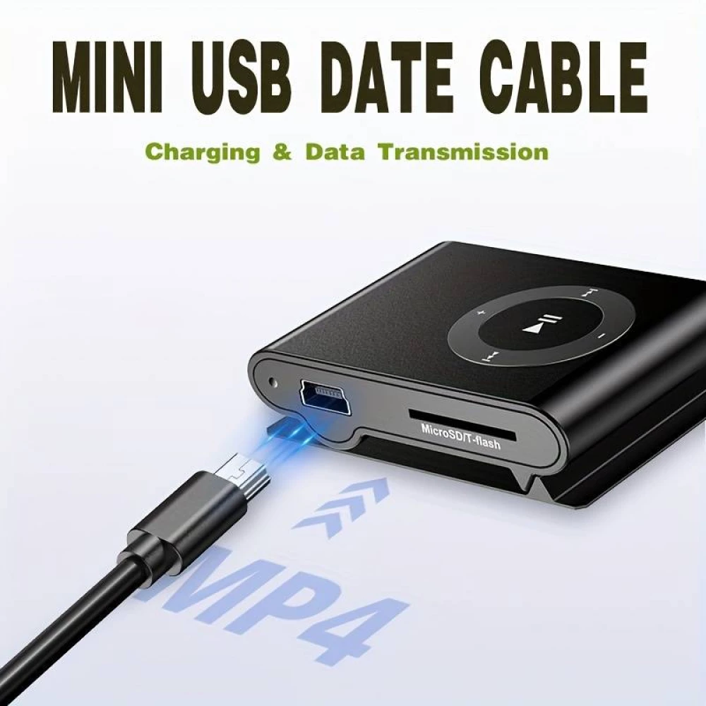 Ladekabel (1 m) Mini-USB auf USB-A - Nylon metal Schwarz - Schwarz