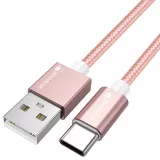 Câble chargeur (1.5 m) USB-A vers USB-C - Nylon PhoneLook - Rose clair