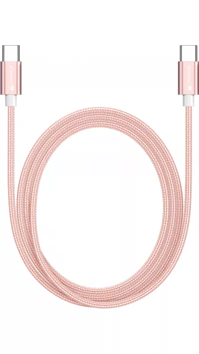 Câble chargeur (1.5 m) USB-C vers USB-C - Nylon PhoneLook - Rose clair