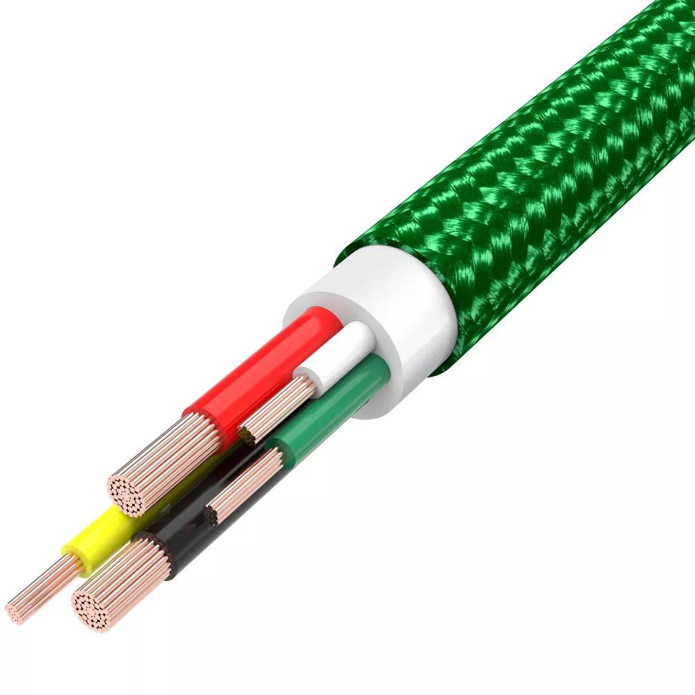 Câble chargeur (1.5 m) USB-C vers USB-C - Nylon PhoneLook - Vert foncé