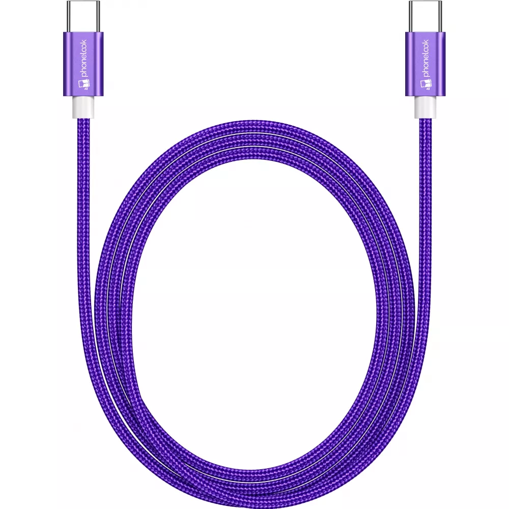 Câble chargeur (1.5 m) USB-C vers USB-C - Nylon PhoneLook - Violet