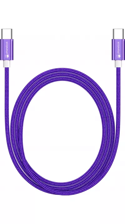 Câble chargeur (1.5 m) USB-C vers USB-C - Nylon PhoneLook - Violet