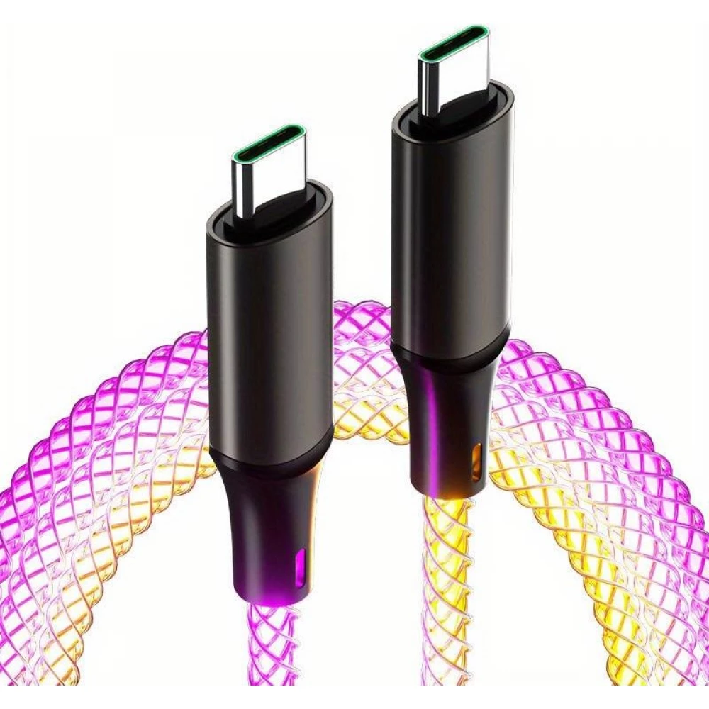 Câble de charge 66W USB-C à USB-C 1 mètre avec lumière LED flux de courant - Multicolor