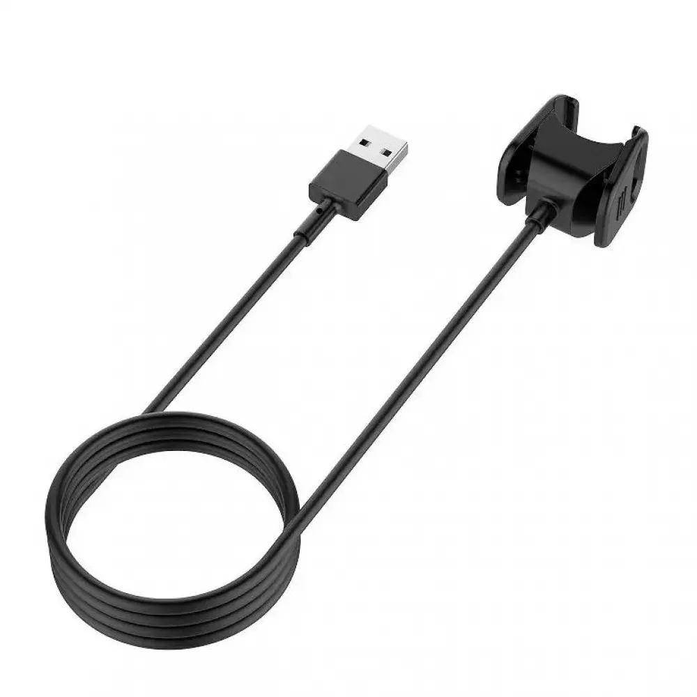 1 Meter Ladekabel Ladegerät USB für Fitbit 3/4 - Schwarz - Fitbit Charge 3 / 4