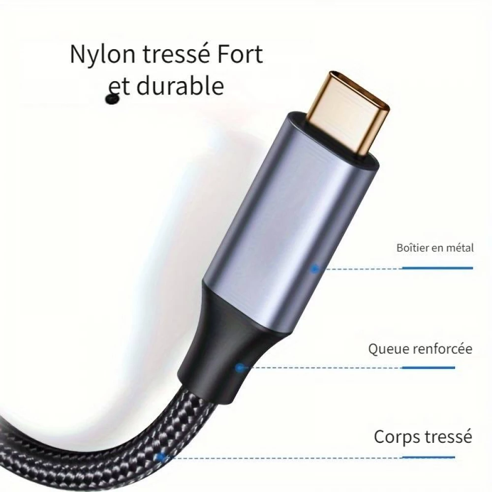 USB-C (Eingang) auf USB-C (Ausgang) Nylon Verl&auml;ngerungskabel 2 Meter - Schwarz