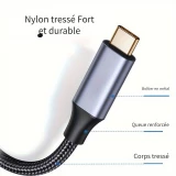 USB-C (Eingang) auf USB-C (Ausgang) Nylon Verl&auml;ngerungskabel 2 Meter - Schwarz