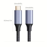USB-C (Eingang) auf USB-C (Ausgang) Nylon Verl&auml;ngerungskabel 2 Meter - Schwarz