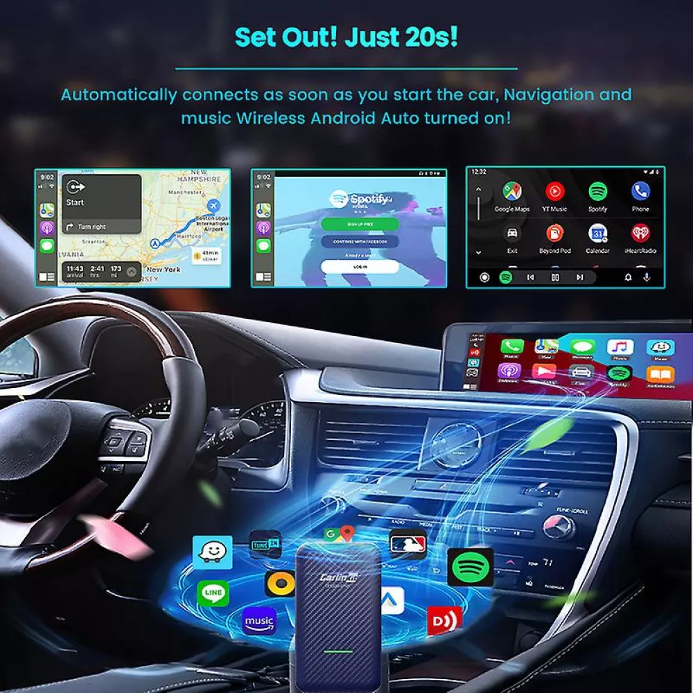 Carlinkit 4.0 Wireless Kit - Adaptateur sans fil pour voiture avec Apple CarPlay & Android Auto (CPC200-CP2A)