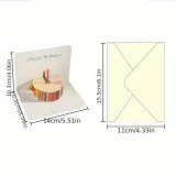 Pop-up-Geburtstagskarte Happy Birthday Cake in 3D Glückwunsch Karte mit Umschlag - Weiss