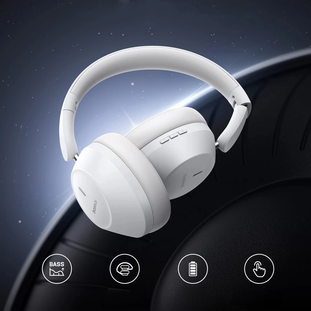 Baseus Bass 30 Max Drahtlose On-Ear Bluetooth 5.3 Kopfh&ouml;rer Kabellos Hochwertig Soundqualit&auml;t - Weiss