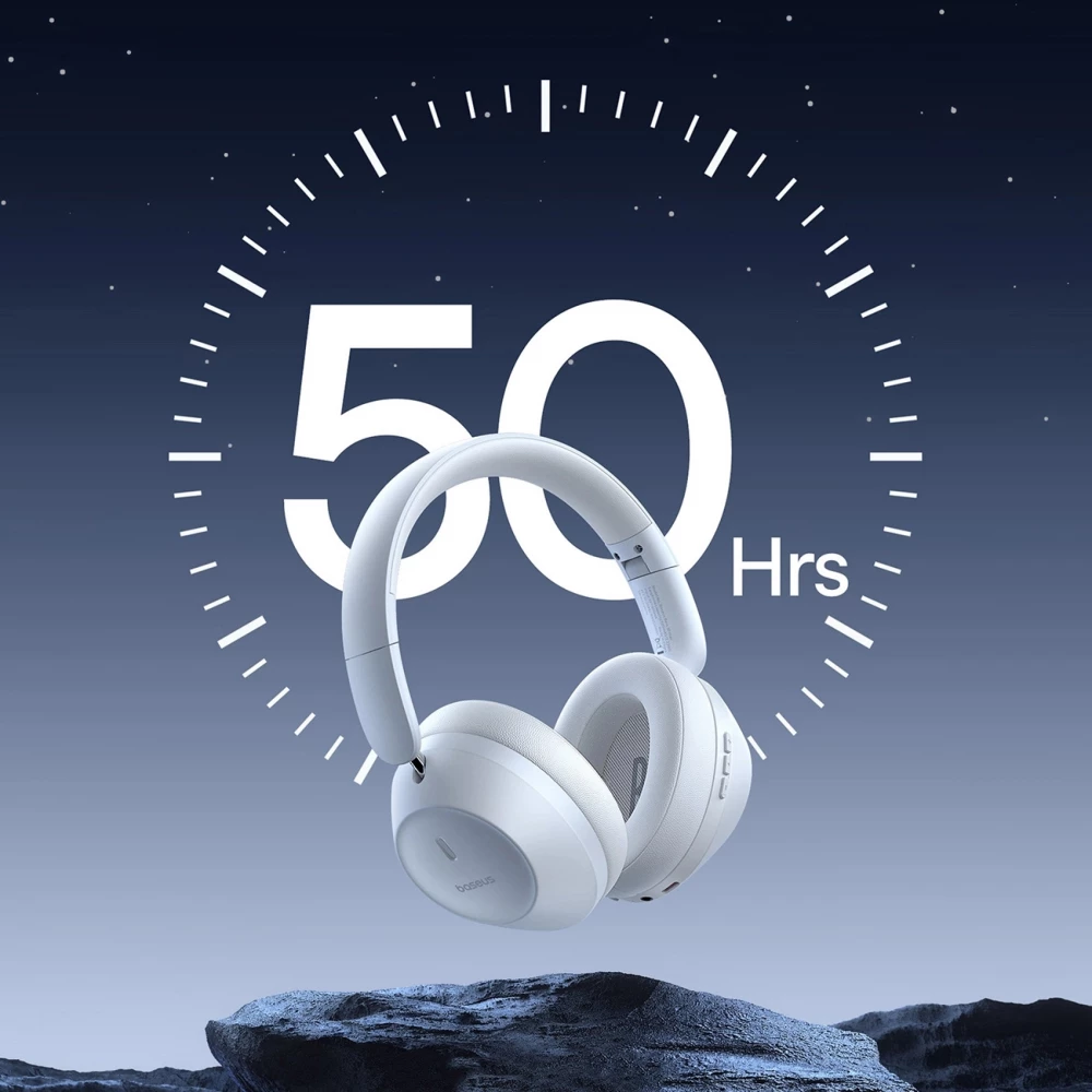 Baseus Bass 30 Max Drahtlose On-Ear Bluetooth 5.3 Kopfh&ouml;rer Kabellos Hochwertig Soundqualit&auml;t - Weiss