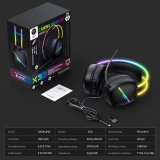 ONIKUMA Gaming-Headset mit RGB-LED USB-C und HD-Mikrofon für PC und PS - Schwarz