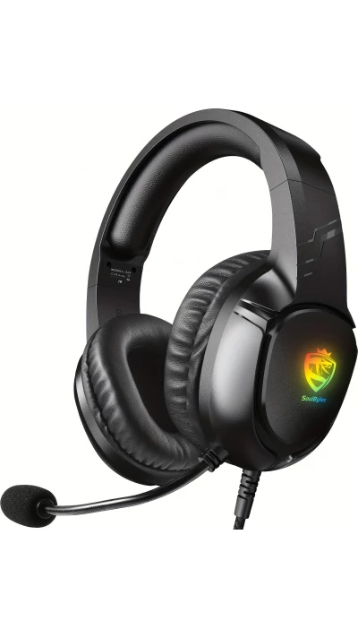 SOULBYTES S20 RGB Gaming Headset mit Surround-Sound Mikrofon für PS4 / PS5 / XBOX / PC 3.5 mm - Schwarz