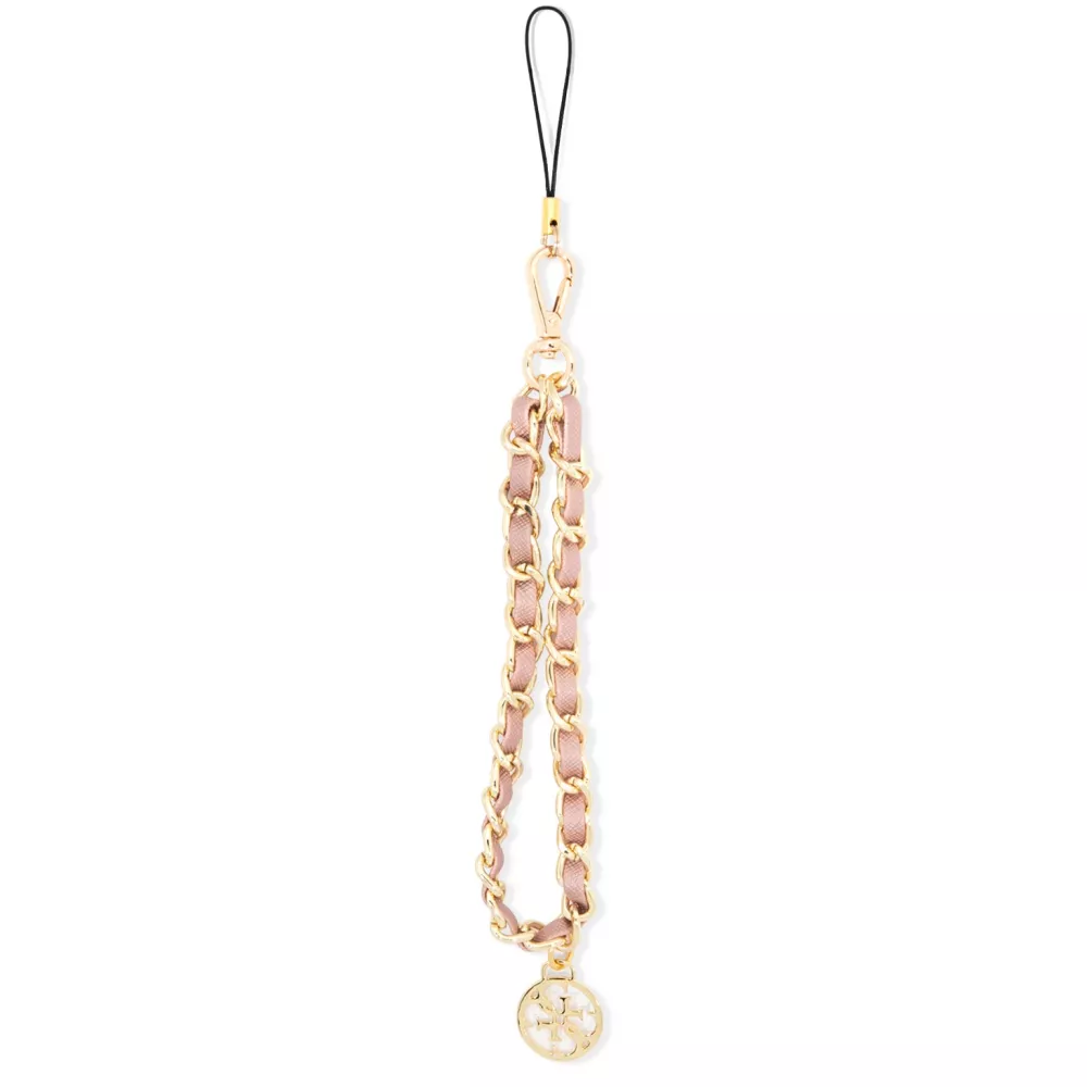 Chaînette Guess maillons en métal et similicuir avec pendentif charm - Rose et or