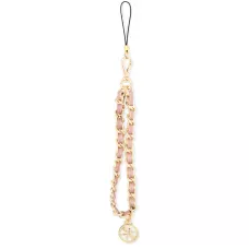 Chaînette Guess maillons en métal et similicuir avec pendentif charm - Rose et or