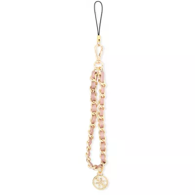 Chaînette Guess maillons en métal et similicuir avec pendentif charm - Rose et or