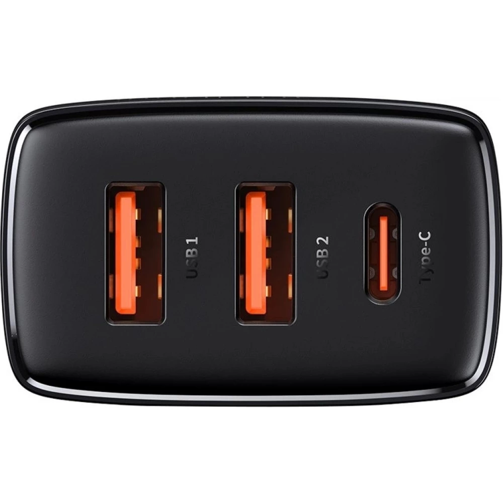 Chargeur Rapide Compact Baseus 30W 2x USB USB Type C Power Delivery Quick Charge 3A - Noir