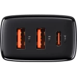 Chargeur Rapide Compact Baseus 30W 2x USB USB Type C Power Delivery Quick Charge 3A - Noir