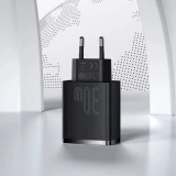 Chargeur Rapide Compact Baseus 30W 2x USB USB Type C Power Delivery Quick Charge 3A - Noir