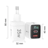 Chargeur USB-A et USB-C GaN/PD3.0 35W avec affichage LED ultra puissant PhoneLook - Blanc