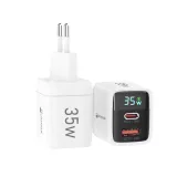 Chargeur USB-A et USB-C GaN/PD3.0 35W avec affichage LED ultra puissant PhoneLook - Blanc