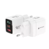 Chargeur USB-A et USB-C GaN/PD3.0 35W avec affichage LED ultra puissant PhoneLook - Blanc