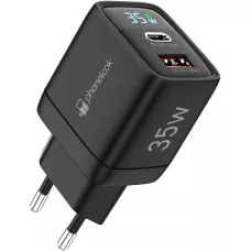 Chargeur USB-A et USB-C GaN/PD3.0 35W avec affichage LED ultra puissant PhoneLook - Noir