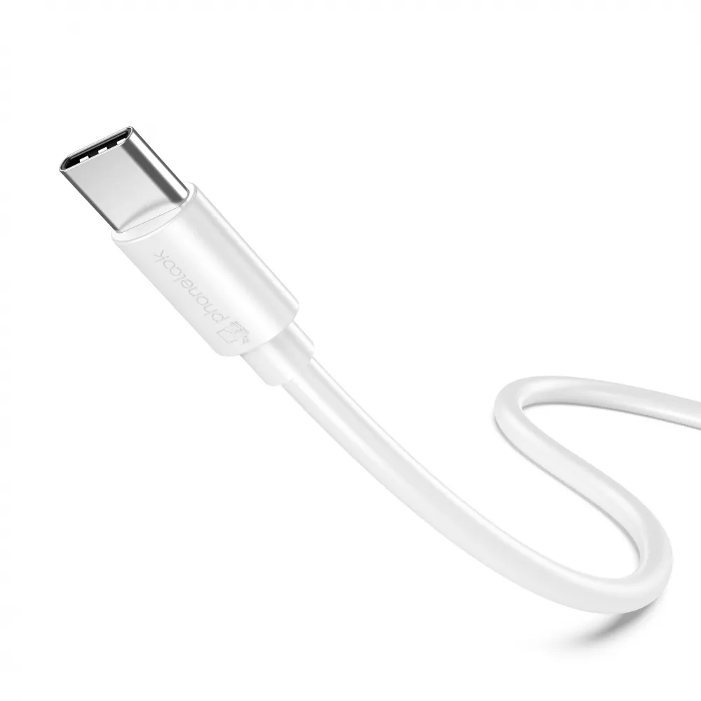Chargeur USB-C 20W avec câble de charge USB-C (Android/iPhone 15) de 1 m - Blanc