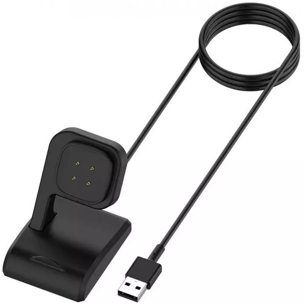 Chargeur USB avec support Fitbit Versa 3 - 4 et Fitbit Sense 1 - 2 - Noir