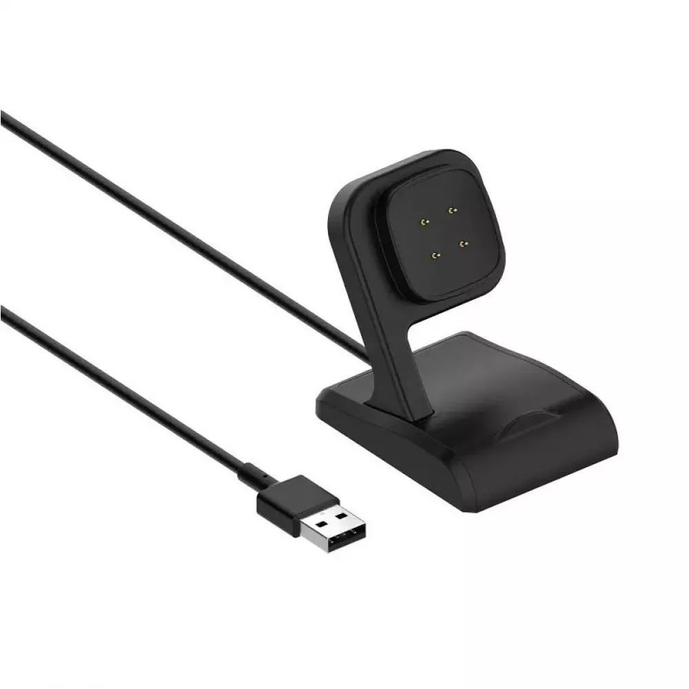 Chargeur USB avec support Fitbit Versa 3 - 4 et Fitbit Sense 1 - 2 - Noir