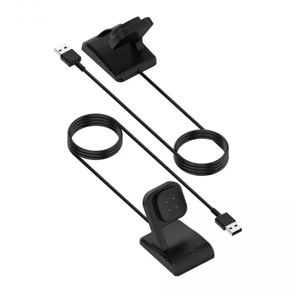 Chargeur USB avec support Fitbit Versa 3 - 4 et Fitbit Sense 1 - 2 - Noir