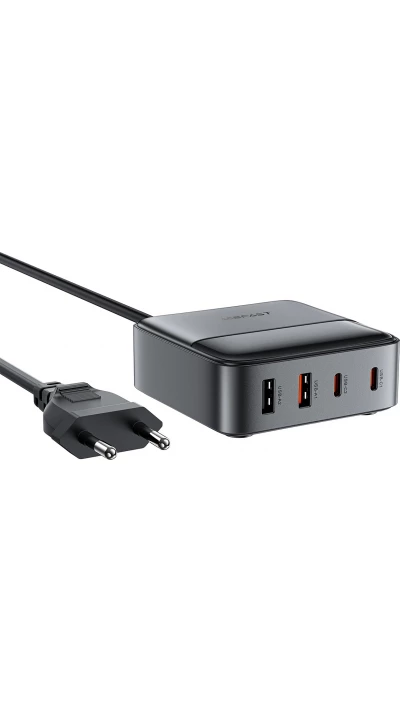 Chargeur de Bureau Acefast Z6 R&eacute;seau GaN 65W (2x USB-A / 2x USB-C) PD - Noir