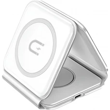 Chargeur inductif 15W pliable 3 en 1 Dudao A11N avec c&acirc;ble USB-C format poche - Blanc