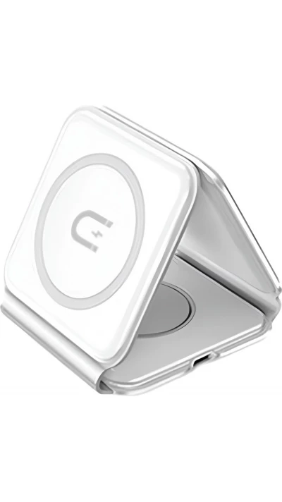 Chargeur inductif 15W pliable 3 en 1 Dudao A11N avec c&acirc;ble USB-C format poche - Blanc