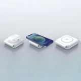 Chargeur inductif 15W pliable 3 en 1 Dudao A11N avec c&acirc;ble USB-C format poche - Blanc
