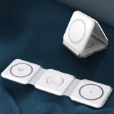Chargeur inductif 15W pliable 3 en 1 Dudao A11N avec c&acirc;ble USB-C format poche - Blanc