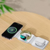 Chargeur inductif 15W pliable 3 en 1 Dudao A11N avec c&acirc;ble USB-C format poche - Blanc
