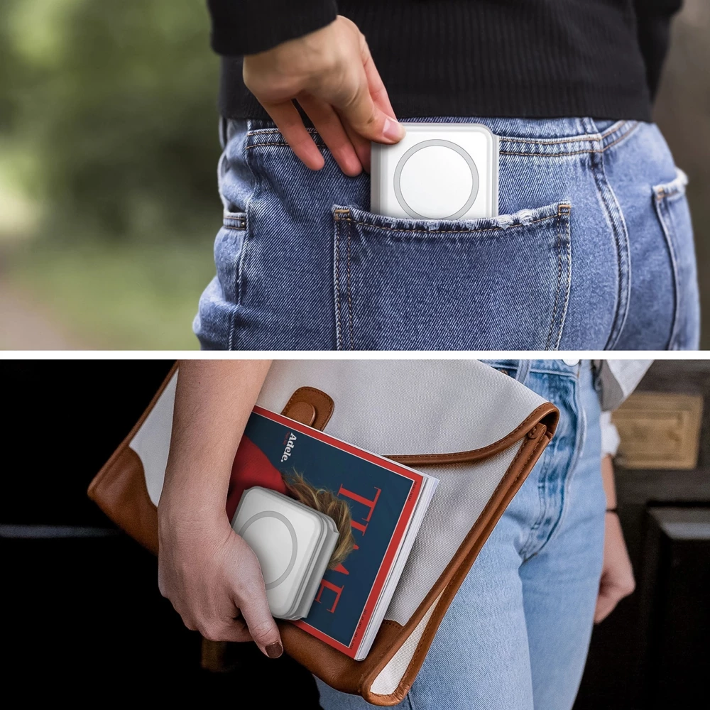 Chargeur inductif 15W pliable 3 en 1 Dudao A11N avec c&acirc;ble USB-C format poche - Blanc