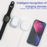 Chargeur magnétique Qi MagSafe 3 in1 wireless charging pour iPhone / Apple Watch / AirPods & USB-C - Noir