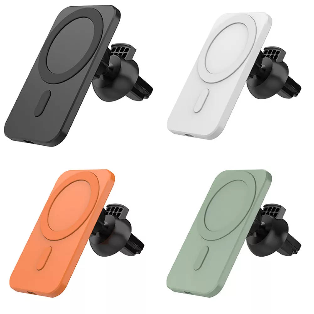 Chargeur magnétique sans fil pour voiture 15W pour Apple MagSafe - Orange