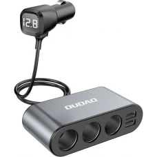 Dudao 3x Zigarettenanzünder Auto Mehrfachstecker mit Doppel-USB-A Multifunktionsverteiler - Schwarz