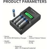 Chargeur rapide 4 emplacements avec écran LCD pour piles AA/AAA - Noir