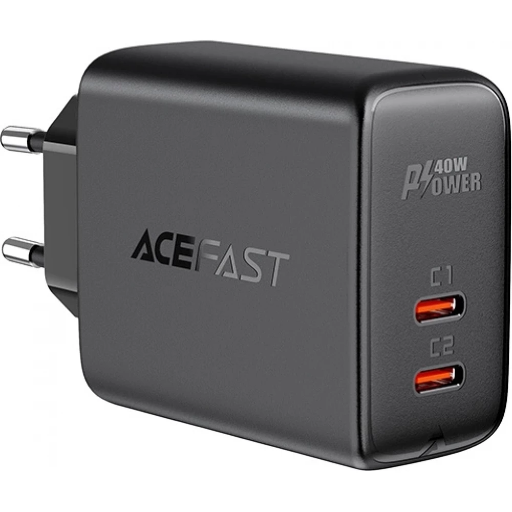 Chargeur rapide Acefast 40W 2x USB-C PPS PD QC 3.0 AFC FCP - Noir