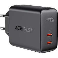 Chargeur rapide Acefast 40W 2x USB-C PPS PD QC 3.0 AFC FCP - Noir