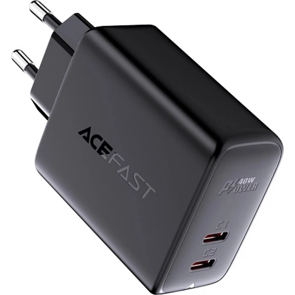 Chargeur rapide Acefast 40W 2x USB-C PPS PD QC 3.0 AFC FCP - Noir