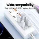 Chargeur rapide hub 8 ports USB (4x USB-A / 4x USB-C) 25W pour t&eacute;l&eacute;phone portable et tablette multi-appareils - Blanc