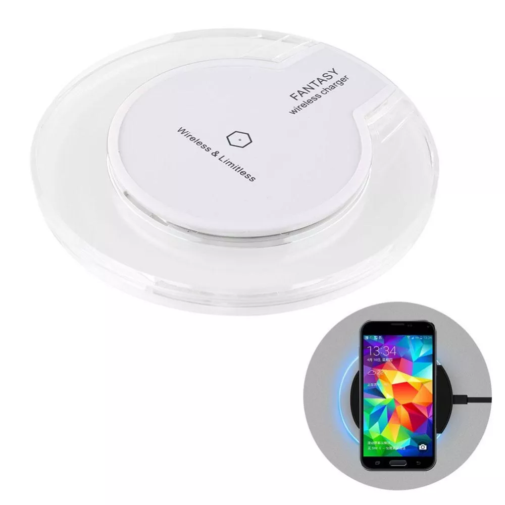 Station de charge sans fil Qi - Chargeur wireless transparent Fantasy pour Smartphone - Verre/- Blanc