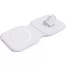 Chargeur sans fil 15W pliable 3 en 1 pour iPhone, AirPods & Apple Watch - Blanc