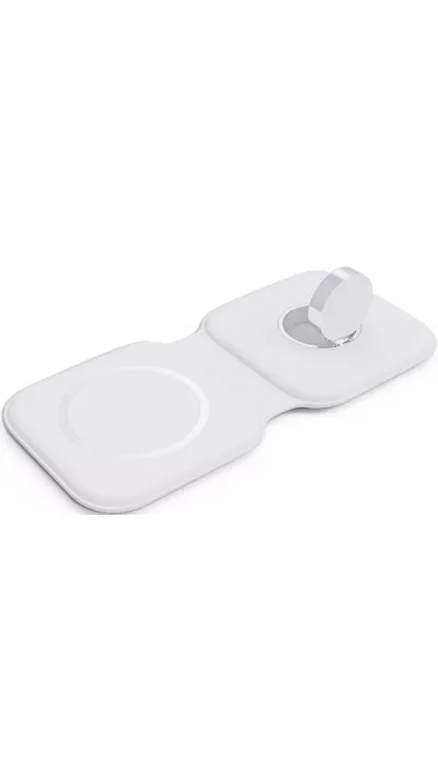 Chargeur sans fil 15W pliable 3 en 1 pour iPhone, AirPods & Apple Watch - Blanc